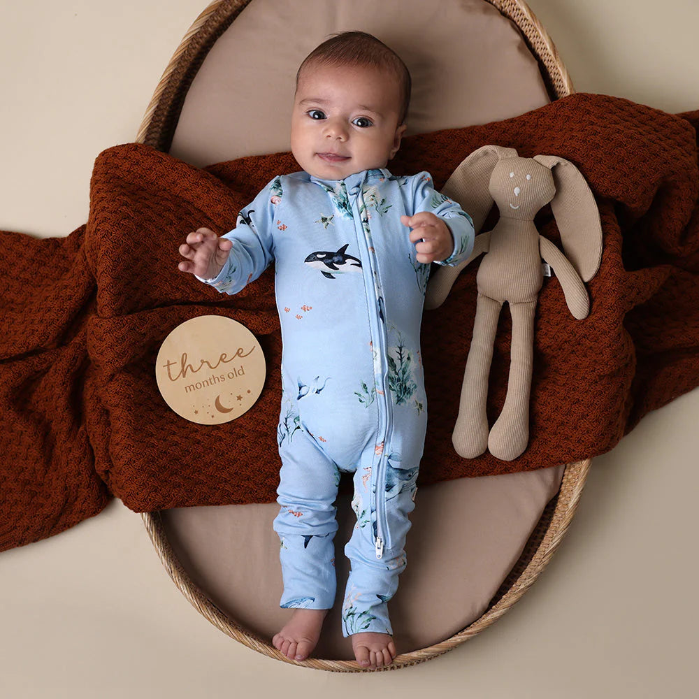 Snuggle Hunny, Blue Ocean Organic Snugglesuit Convertible Romper