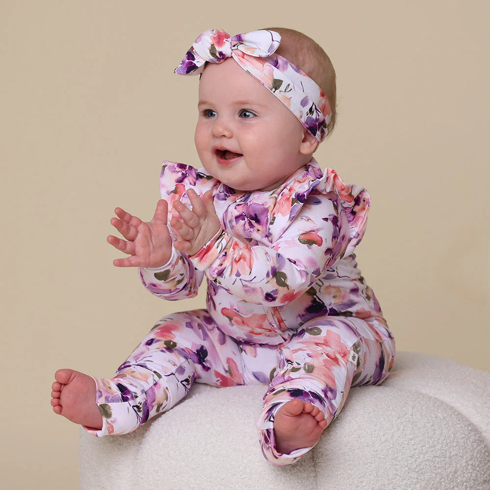 Snuggle Hunny, Blushing Beauty Organic Snugglesuit Convertible Romper with Frill