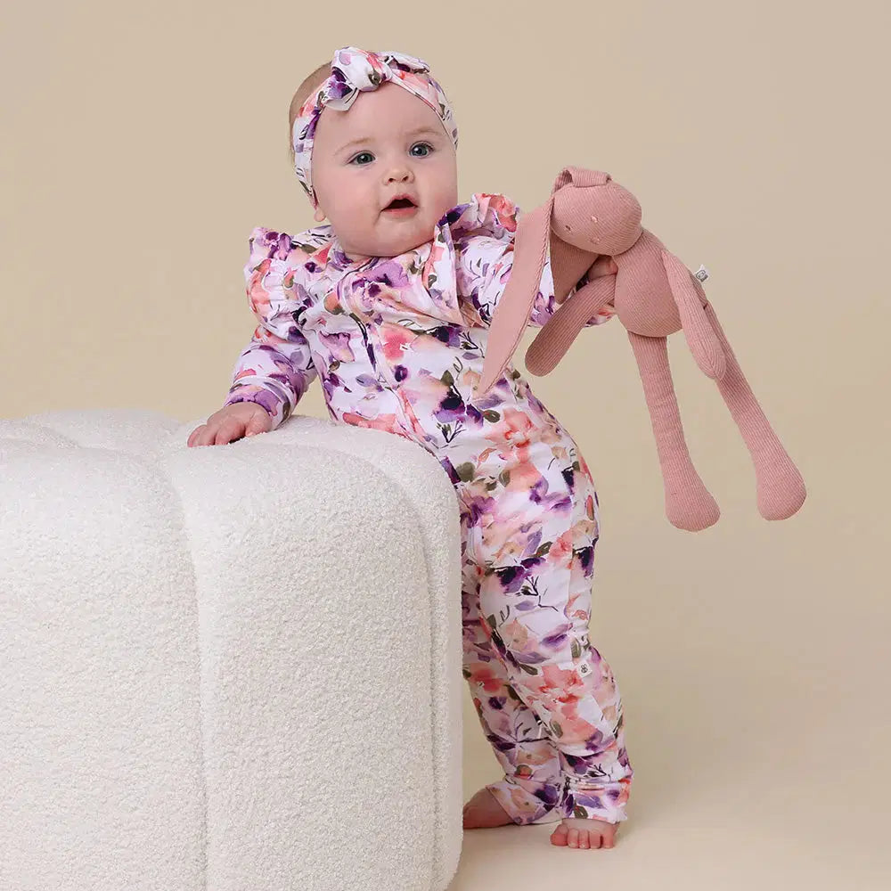 Snuggle Hunny Blushing Beauty Organic Snugglesuit Convertible Romper With Frill