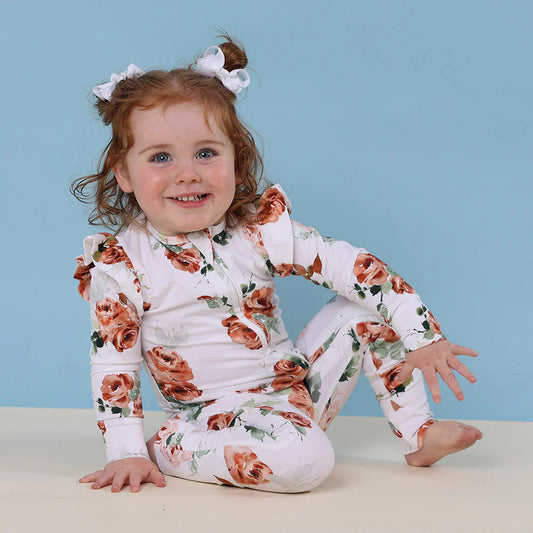 Snuggle Hunny, Rosebud Organic Snugglesuit Convertible Romper with Frill