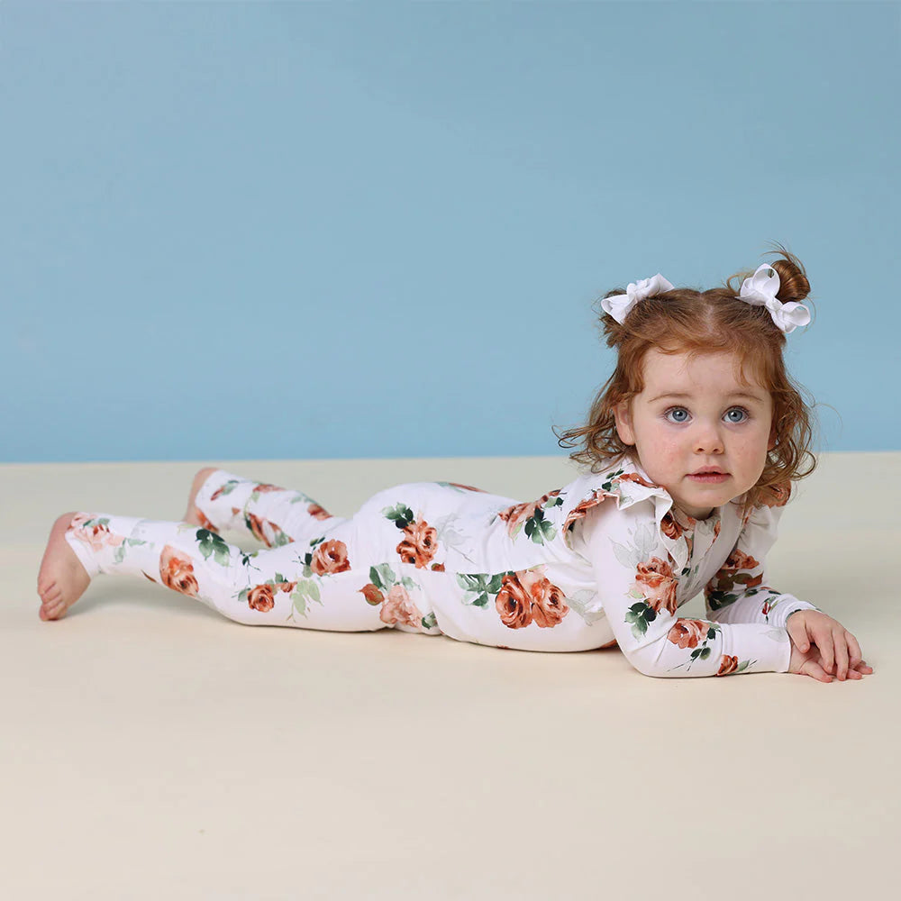 Snuggle Hunny, Rosebud Organic Snugglesuit Convertible Romper with Frill
