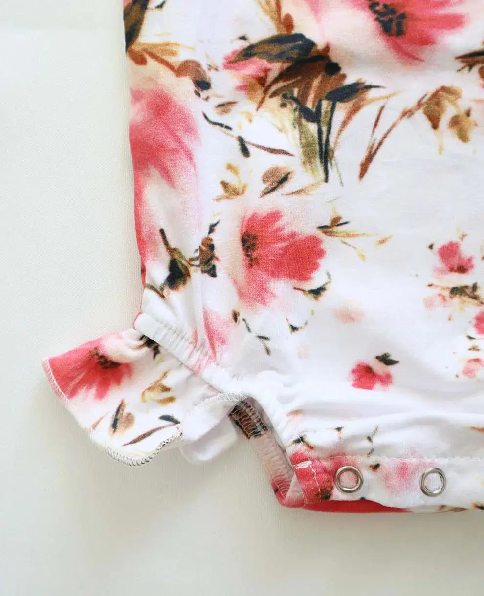 Baby Girls Stella Floral Print Tie Shoulder Romper