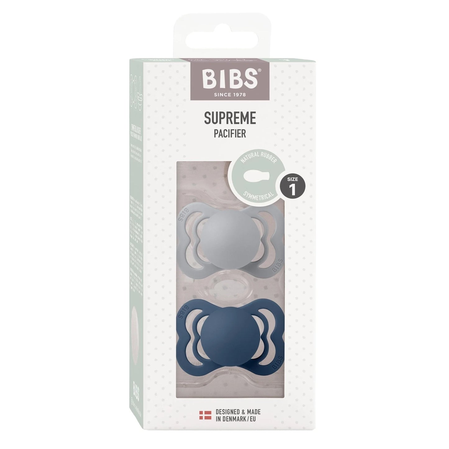 BIBS Supreme, Silicone S1 - Cloud/Steel Blue - (2pk)