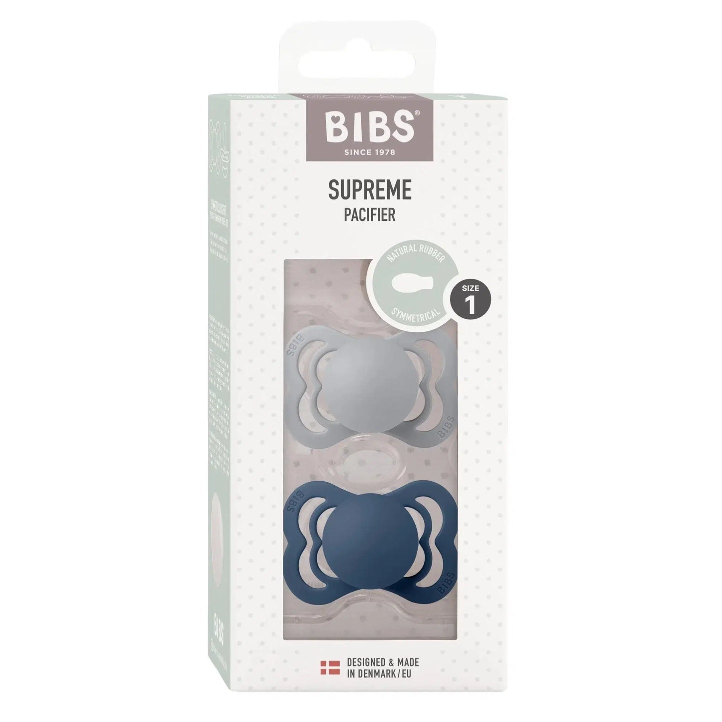 BIBS Supreme Silicone S1 Cloud Steel Blue 2pk