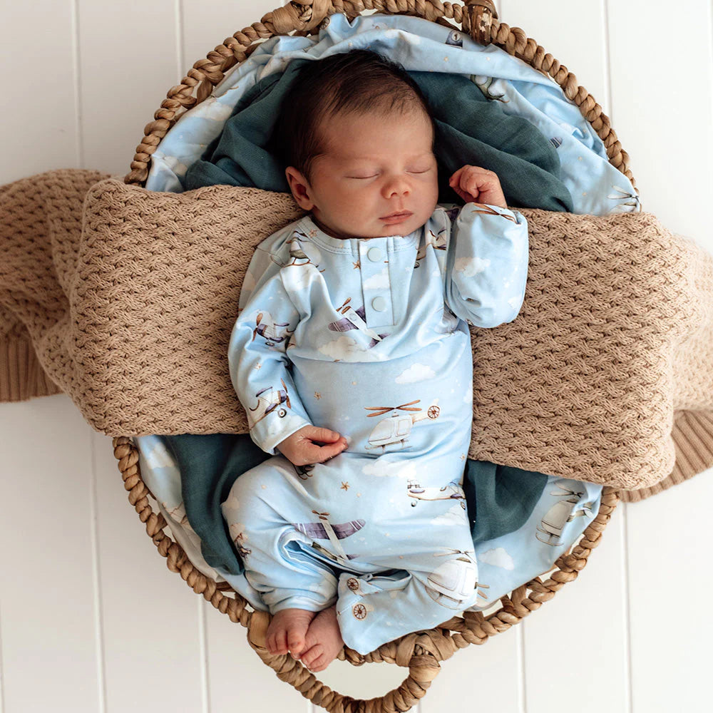 Snuggle Hunny, Taking Flight Long Sleeve Organic Growsuit