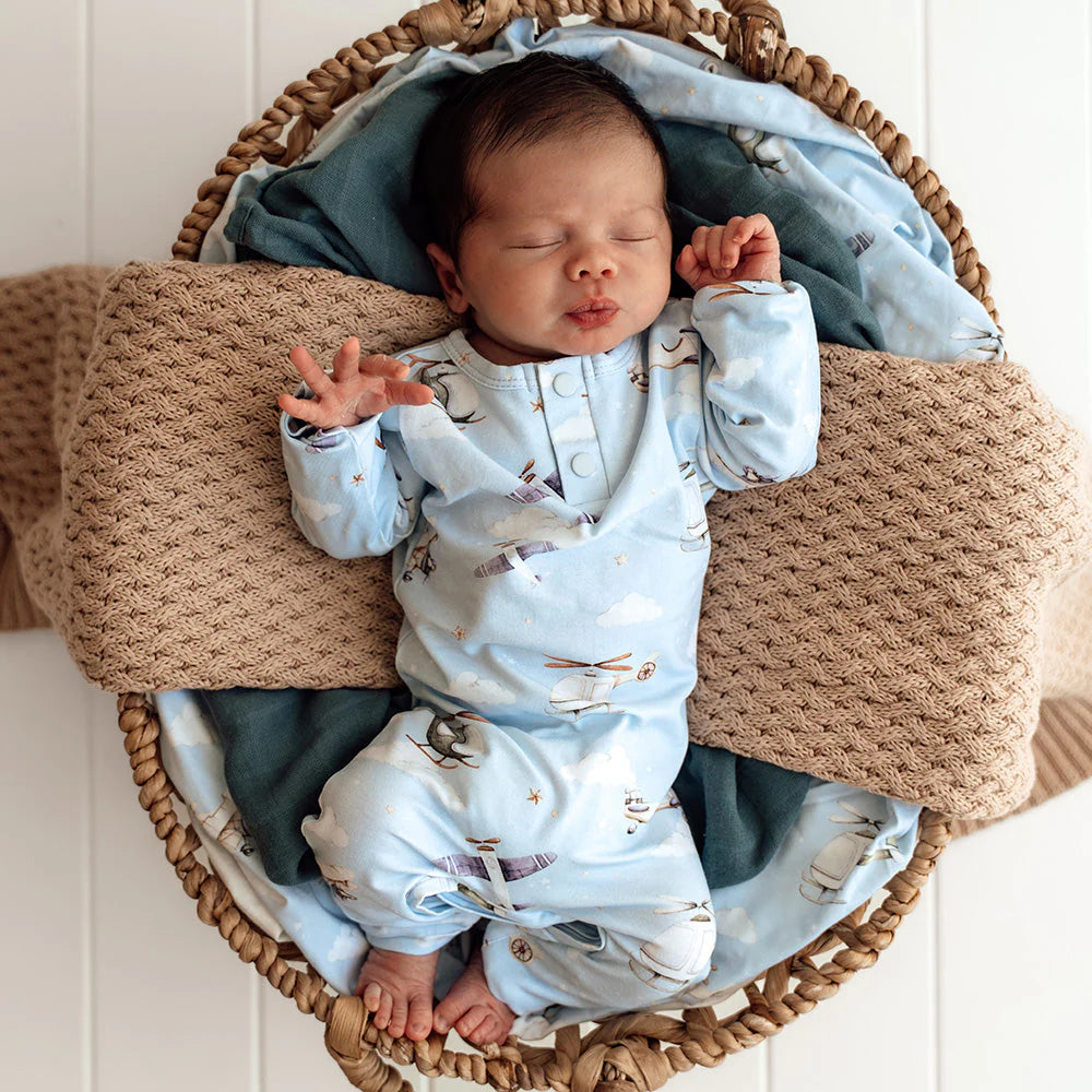 Snuggle Hunny, Taking Flight Long Sleeve Organic Growsuit