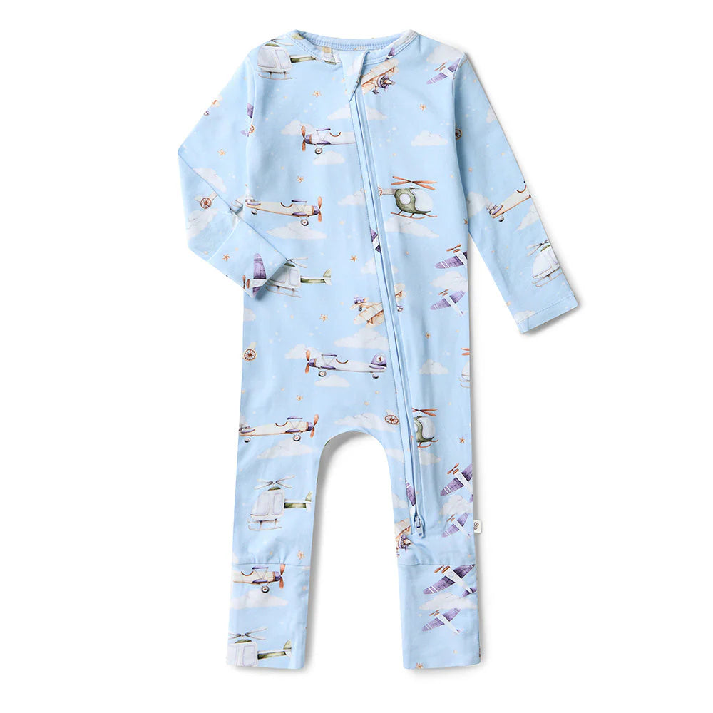 Snuggle Hunny, Taking Flight Organic Snugglesuit Convertible Romper