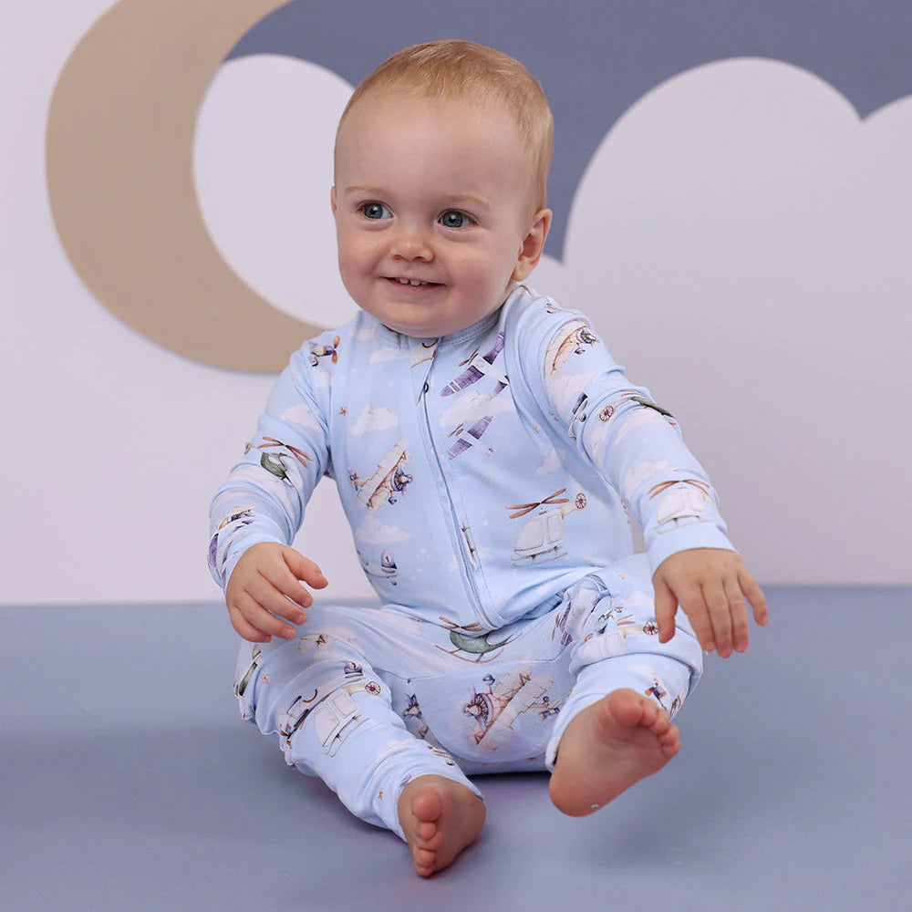 Snuggle Hunny, Taking Flight Organic Snugglesuit Convertible Romper