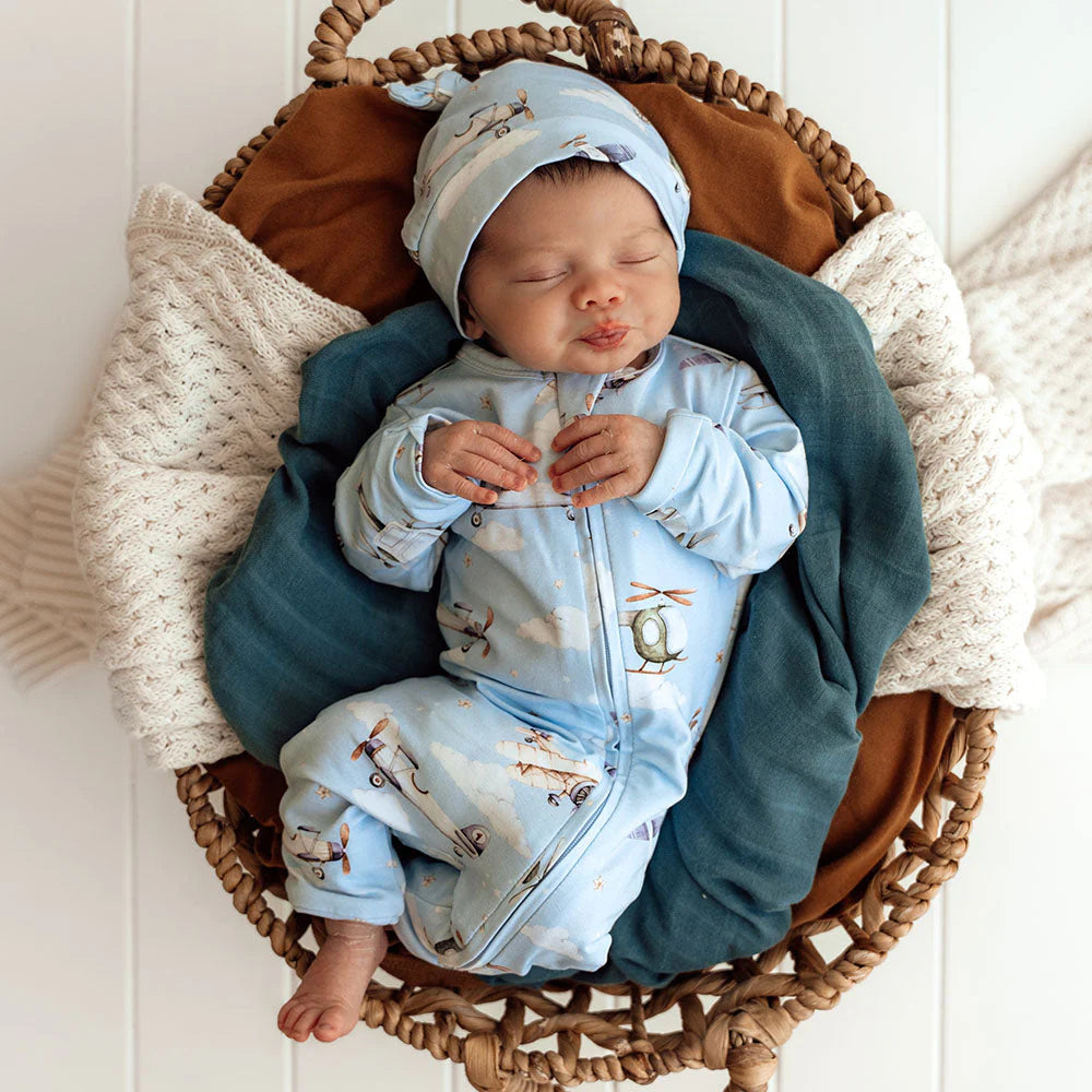 Snuggle Hunny, Taking Flight Organic Snugglesuit Convertible Romper