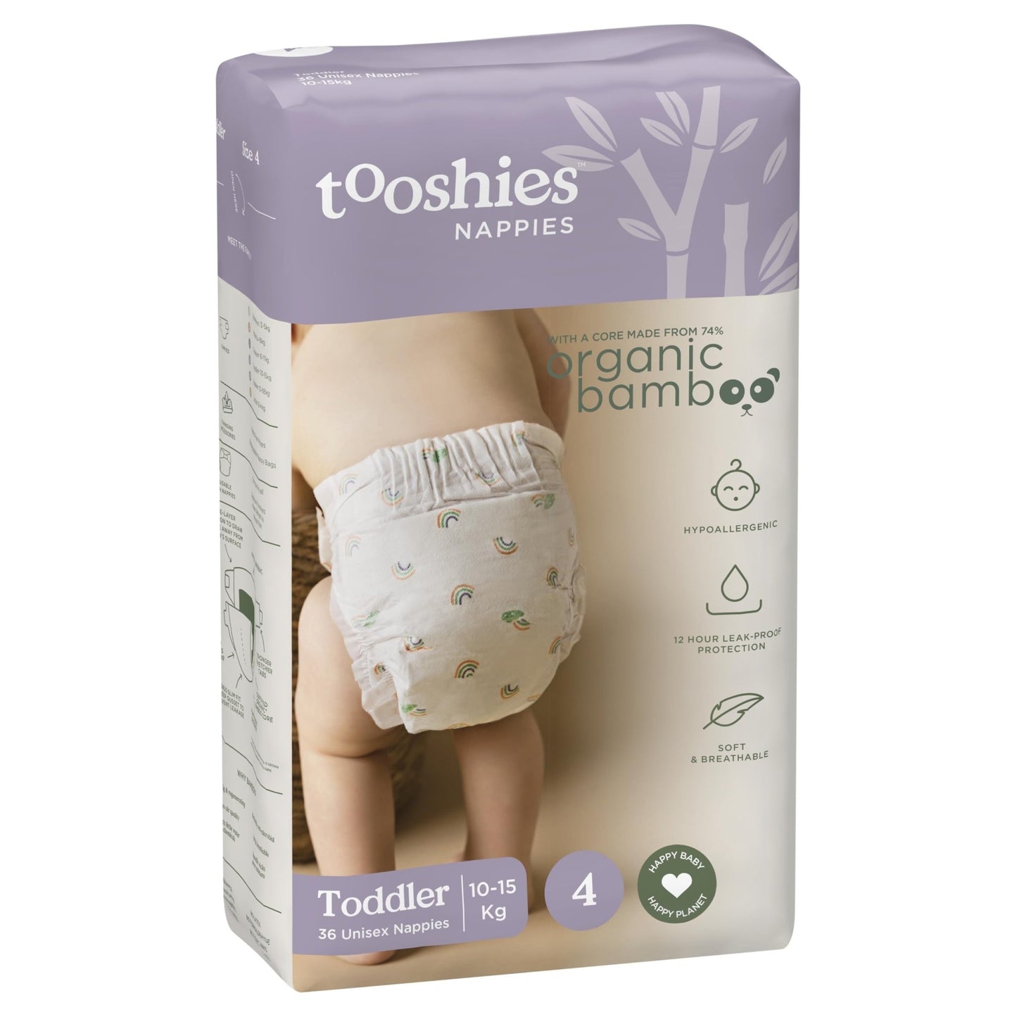 Tooshies 74% Organic Bamboo Nappies Size 4 Toddler 10 - 15kg ,2x36pk $48.42 + GST - Bubs Universe