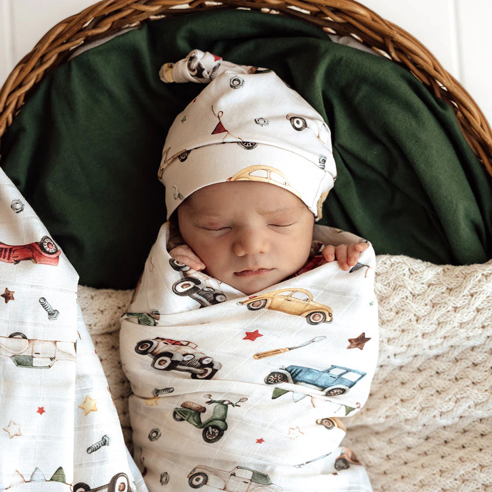 Snuggle Hunny Vintage Cars Organic Muslin Wrap
