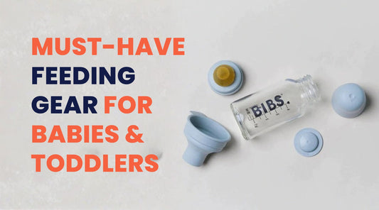 Essential feeding gear for babies and toddlers featuring bibs, bottles, and accessories.