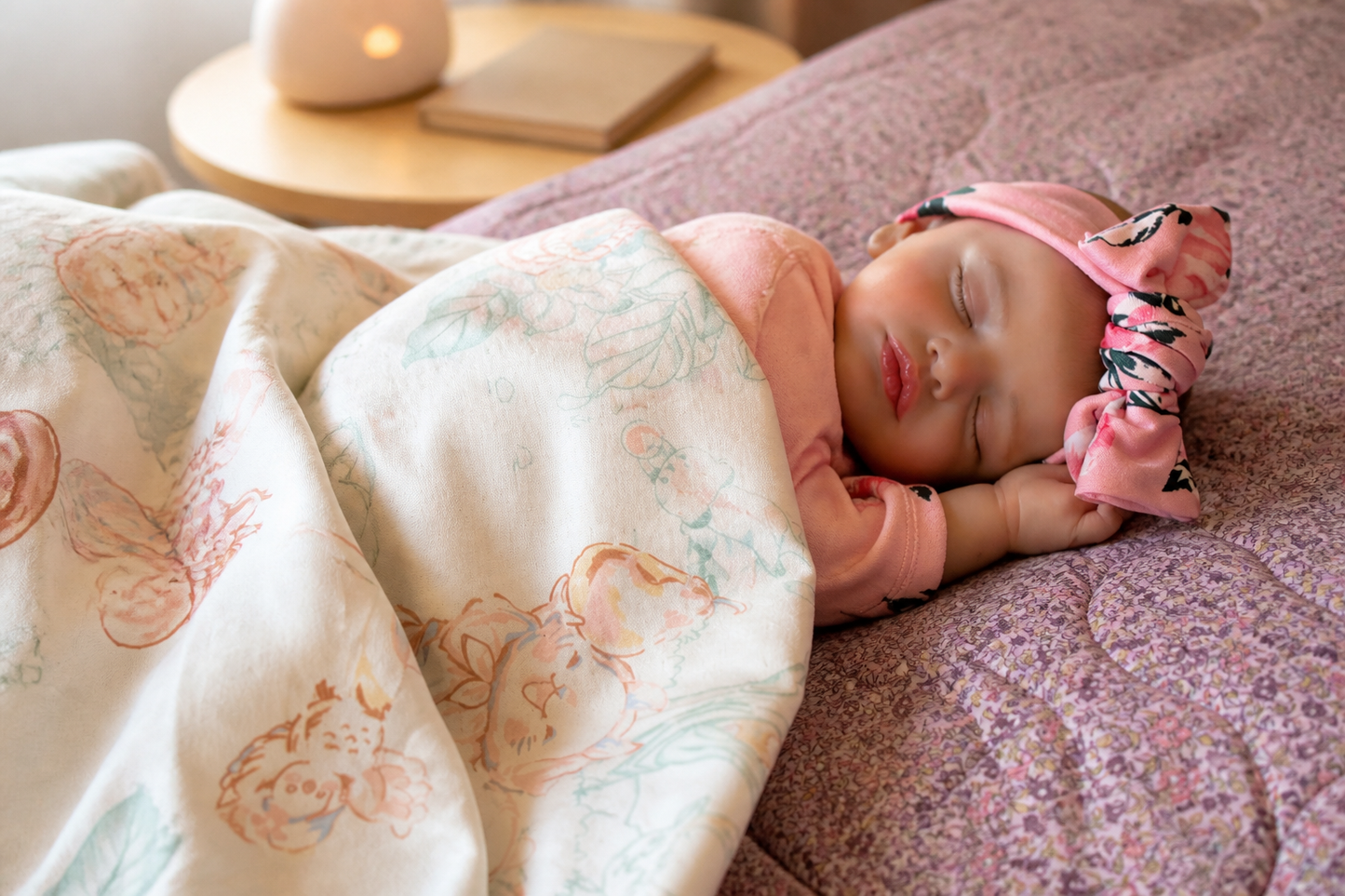 Giggle Bubs, “Happy Garden”Baby Organic Muslin Wrap