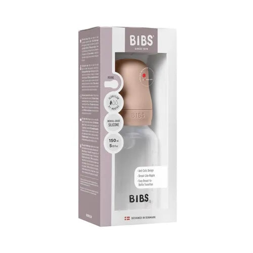 BIBS Baby Bottle, BPA Free plastic 150ml Silicone - Blush