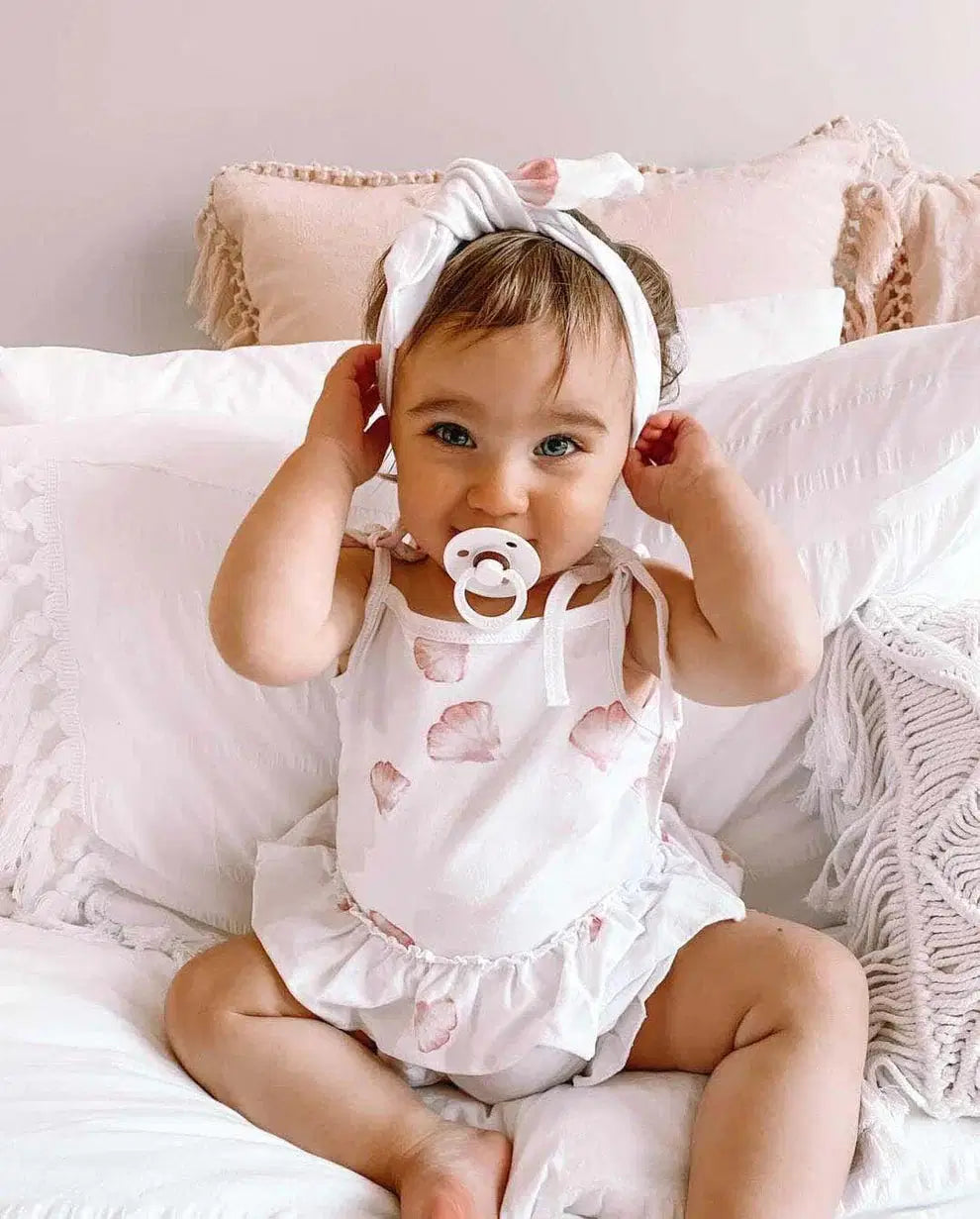 Baby Girls Aerin Petal Cotton Jersey Tie Shoulder Romper