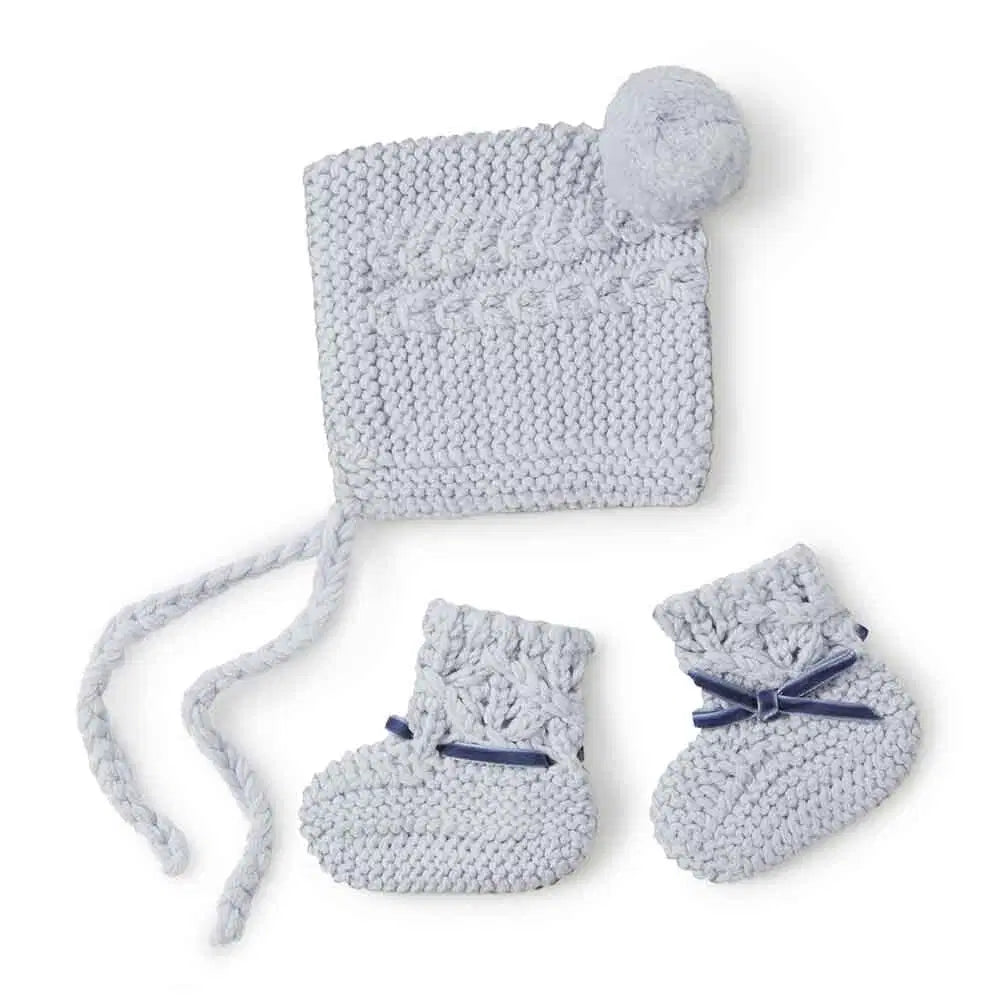 Snuggle Hunny Blue Merino Wool Bonnet Booties