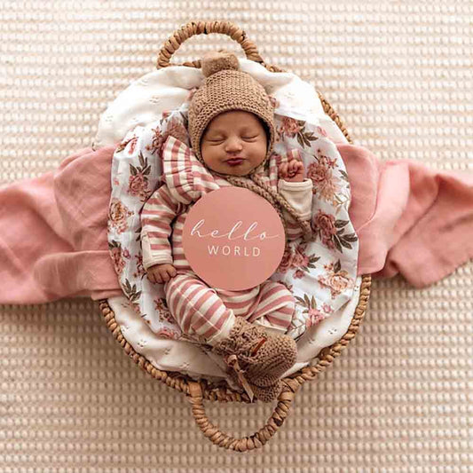 Snuggle hunny, Fawn Merino Wool Bonnet & Booties