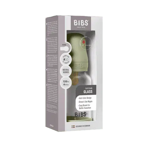 BIBS Glass Baby Bottle Complete Set Latex Sage