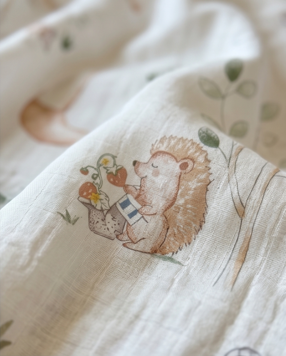 Giggle Bubs, “Fairy Garden” Baby Organic Muslin Wrap
