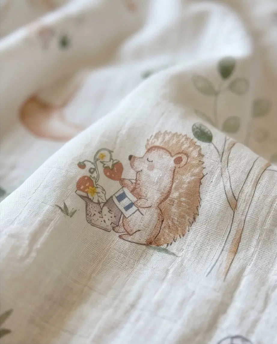 Giggle Bubs, “Fairy Garden” Baby Organic Muslin Wrap
