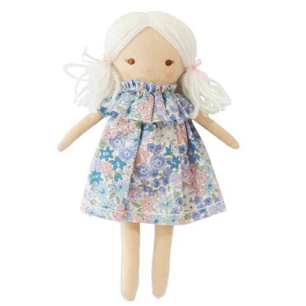 ALIMROSE Mini Matilda Asleep Awake Doll – 24cm Liberty Blue Floral Dress
