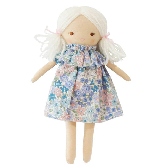 ALIMROSE Mini Matilda Asleep Awake Doll – 24cm Liberty Blue Floral Dress