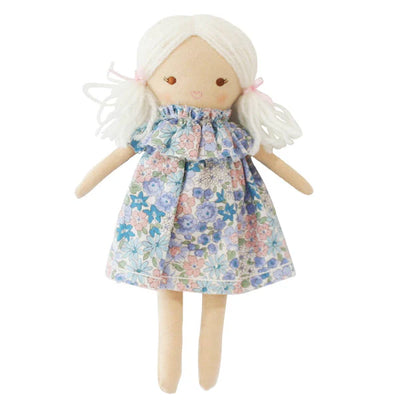 ALIMROSE Mini Matilda Asleep Awake Doll – 24cm Liberty Blue Floral Dress