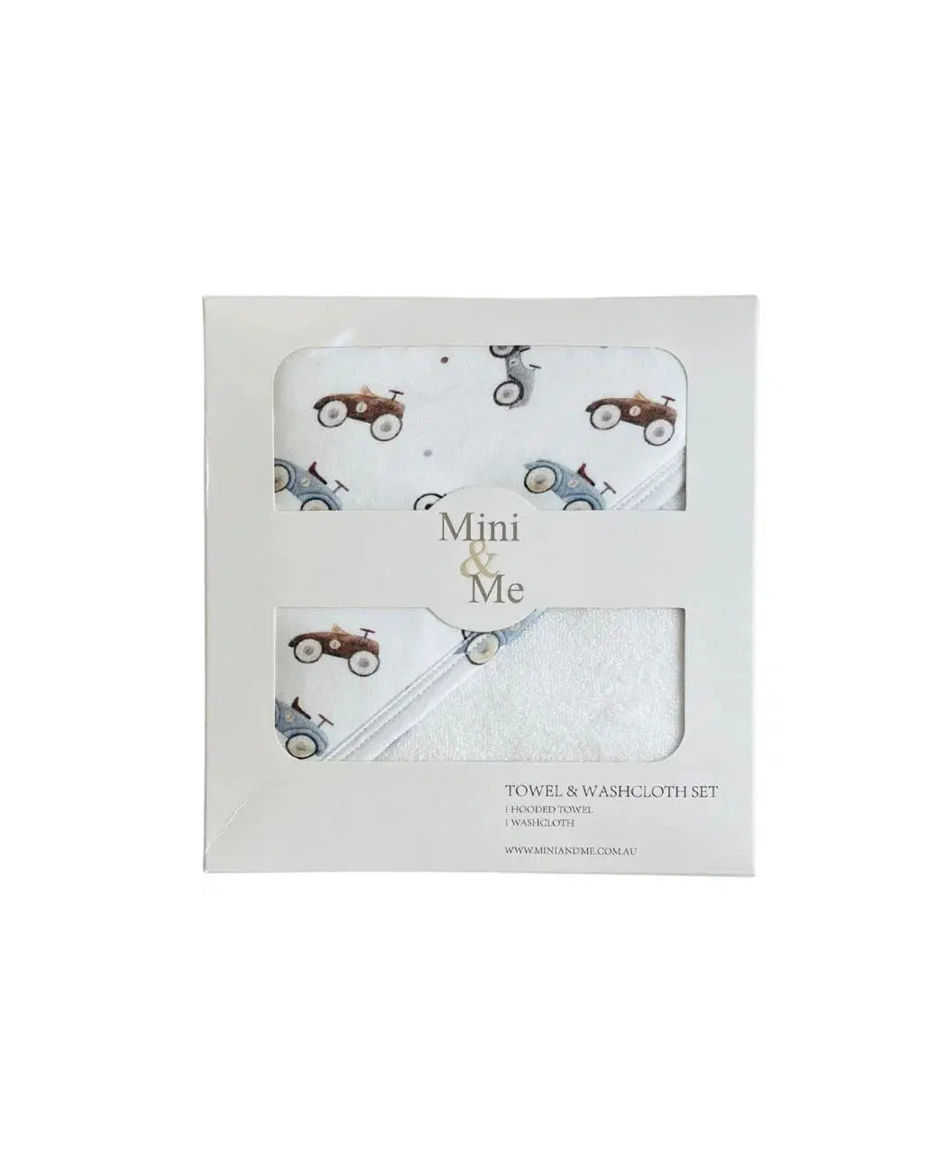 Mini Me Hooded Towel Wash Cloth Set Cars