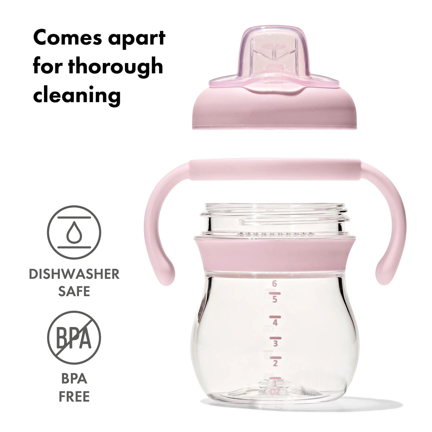 OXO TOT TRANSITIONS SOFT SPOUT SIPPY CUP WITH REMOVABLE HANDLES 6OZ - BLOSSOM