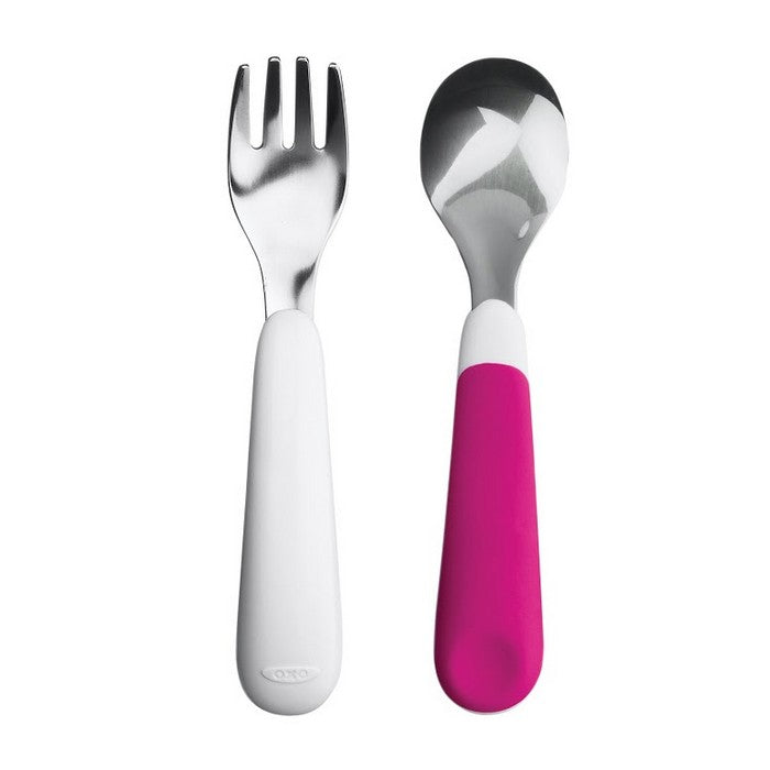 OXO TOT FORK & SPOON SET - PINK