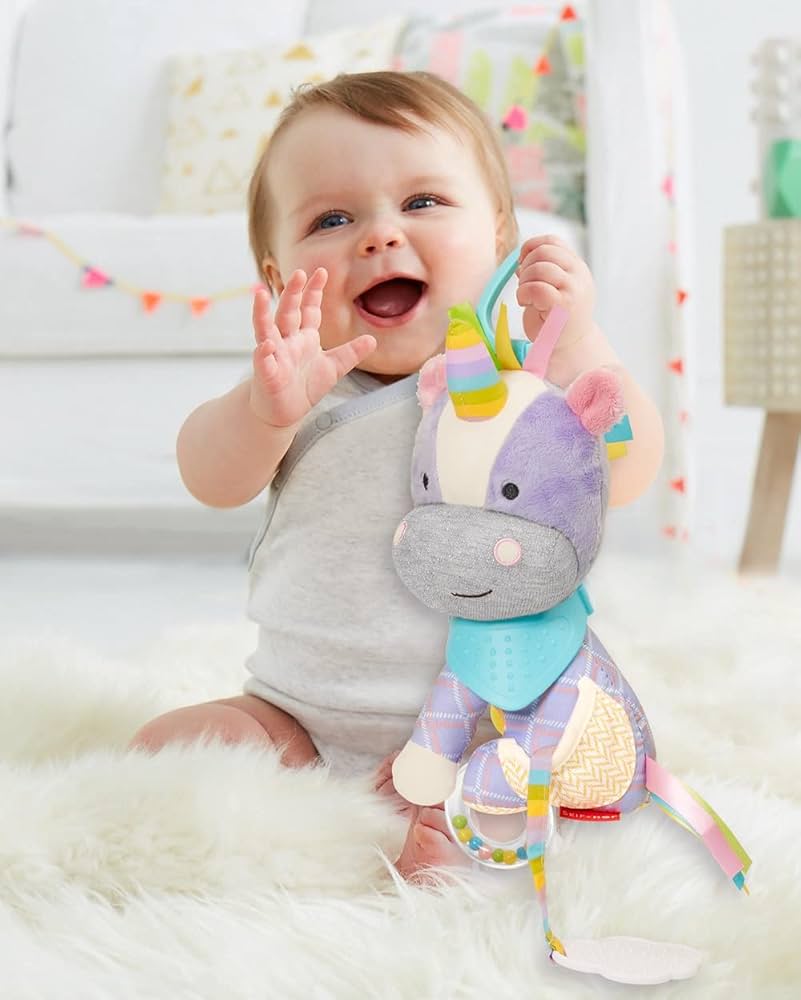 Skip Hop Bandana Buddies Unicorn Plush Toy - Rattles, Crinkles, and Teething Fun