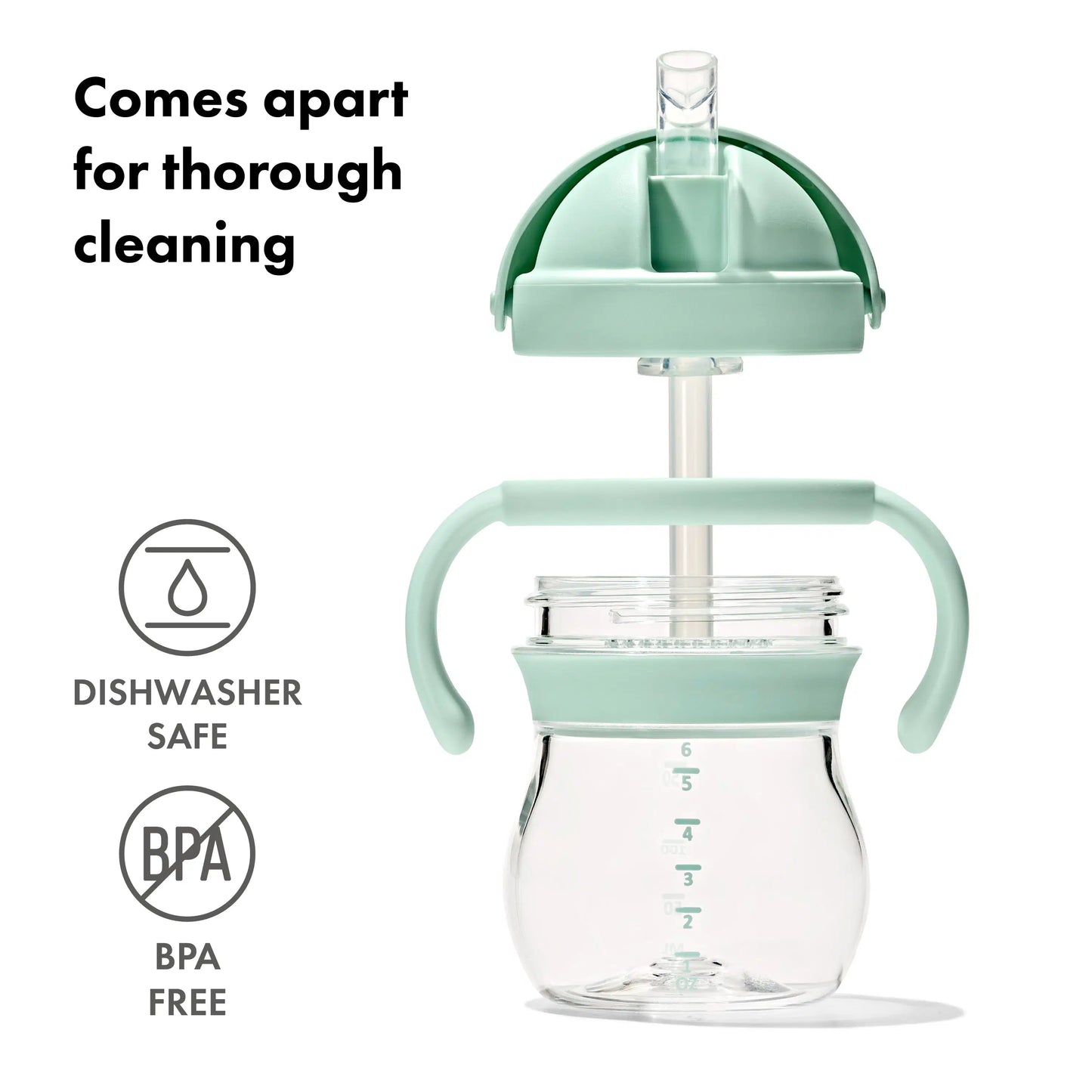 OXO TOT TRANSITIONS SOFT SPOUT SIPPY CUP WITH REMOVABLE HANDLES 6OZ - OPAL