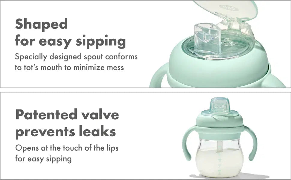OXO TOT TRANSITIONS SOFT SPOUT SIPPY CUP WITH REMOVABLE HANDLES 6OZ - OPAL