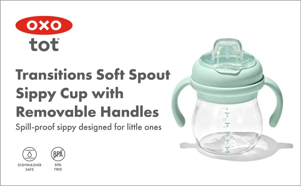 OXO TOT TRANSITIONS SOFT SPOUT SIPPY CUP WITH REMOVABLE HANDLES 6OZ - OPAL