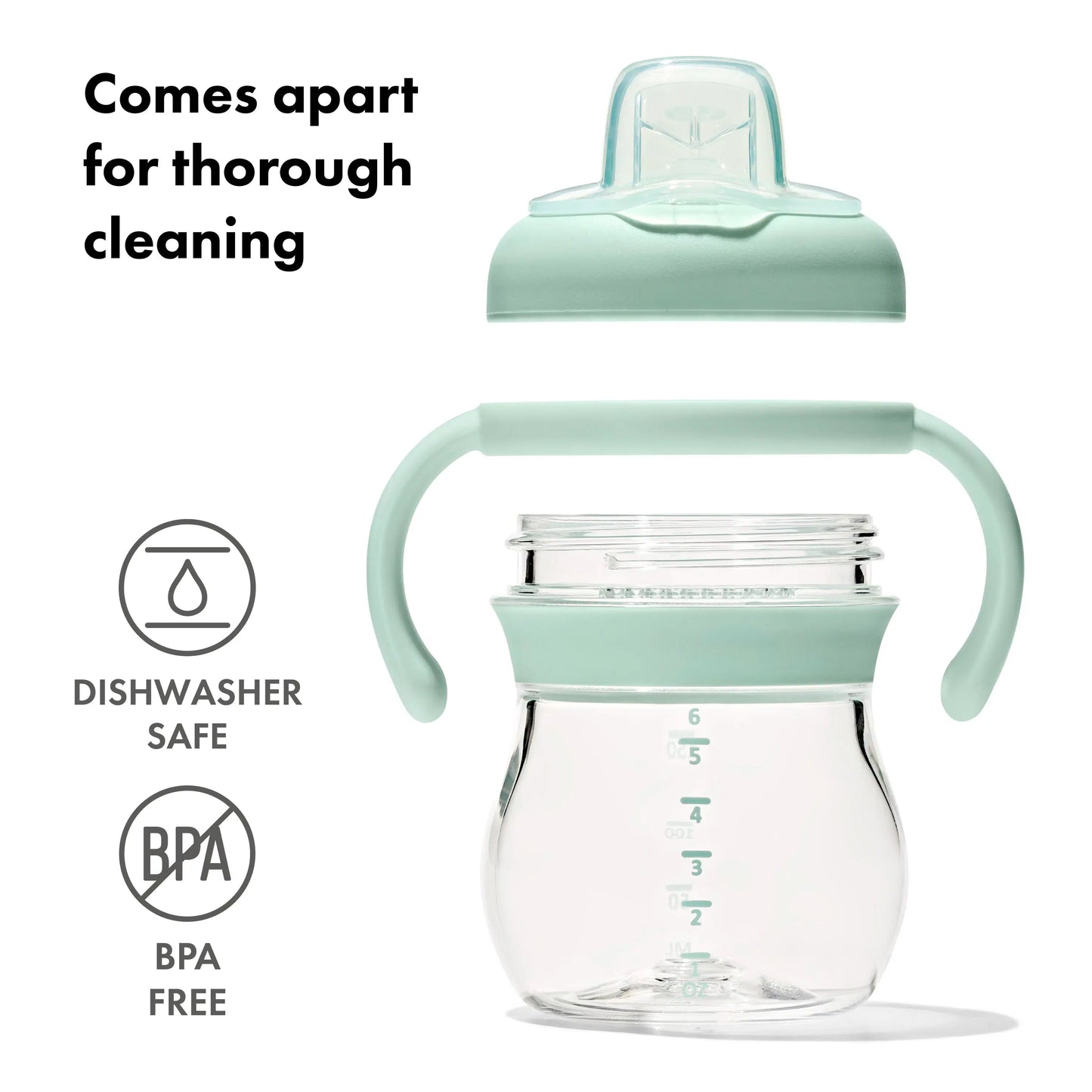 OXO TOT TRANSITIONS SOFT SPOUT SIPPY CUP WITH REMOVABLE HANDLES 6OZ - OPAL