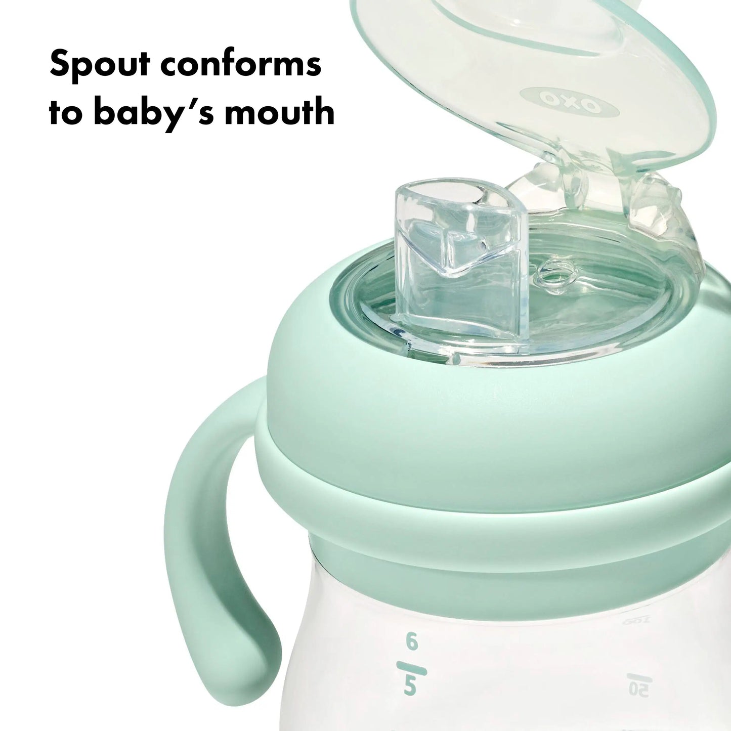 OXO TOT TRANSITIONS SOFT SPOUT SIPPY CUP WITH REMOVABLE HANDLES 6OZ - OPAL