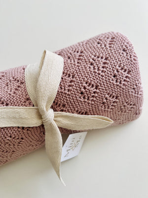 Mini & Me Diamond Knit Baby Blanket Blush