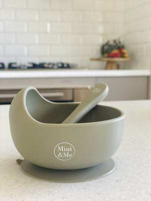 Mini & Me Wave Bowl & Spoon Olive