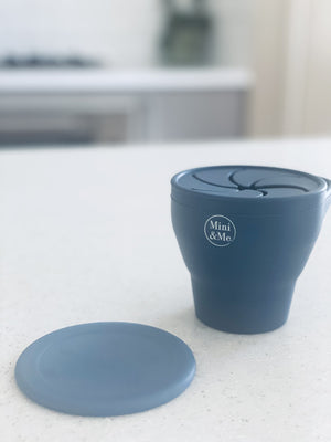 Mini & Me Snack Cup Collapsible with Lid Blueberry