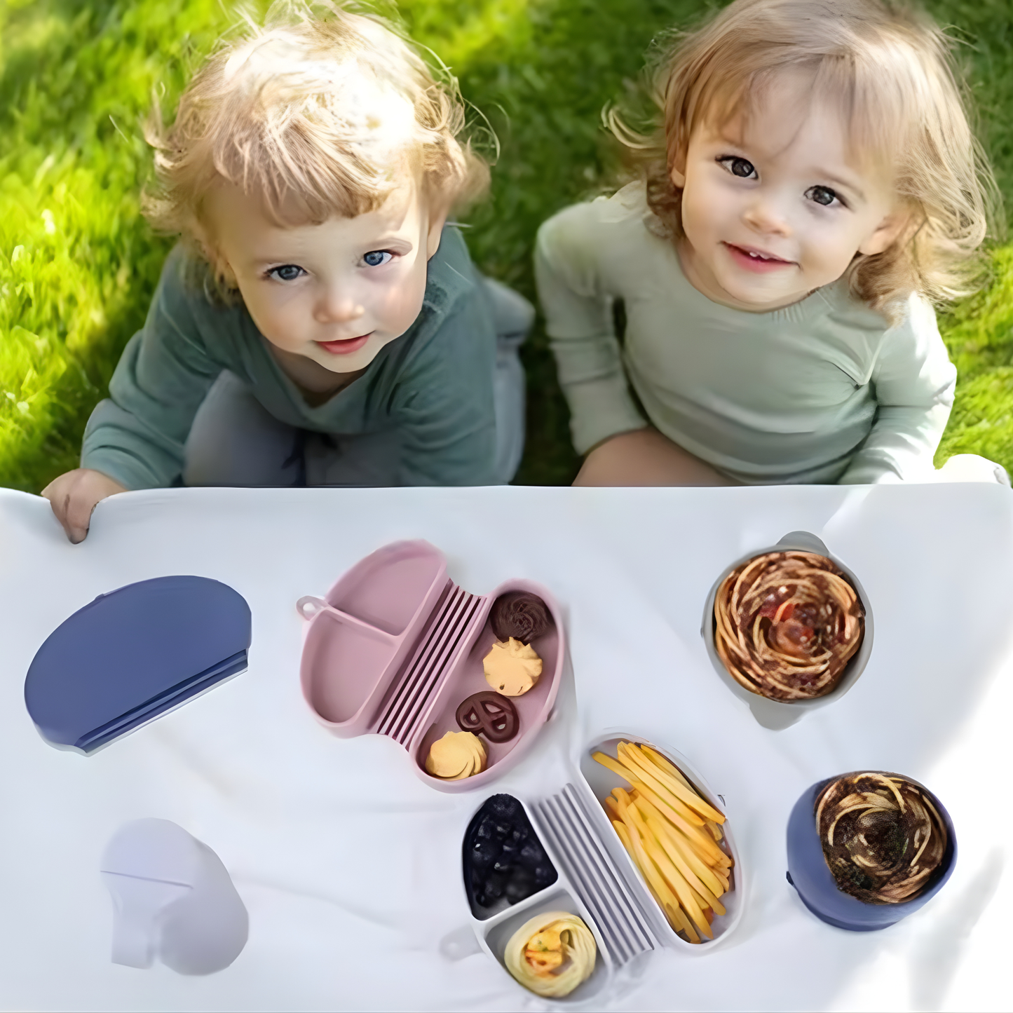 Giggle Bubs, Foldable Silicone Toddler Meal Box.