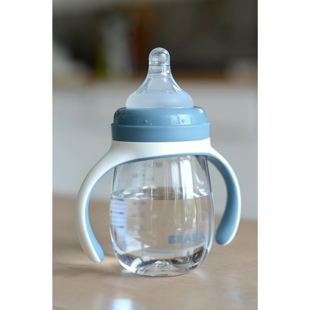 BEABA 2-IN-1 BOTTLE TO SIPPY LEARNING CUP 210ML - WINDY BLUE.  NEW