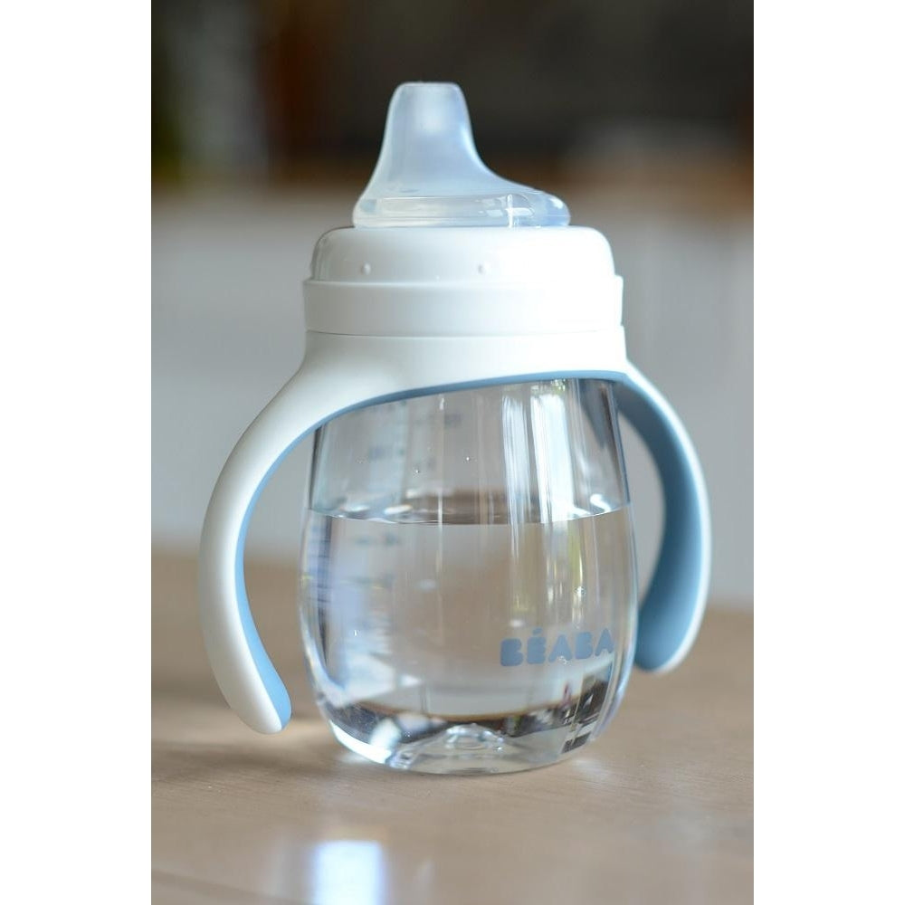 BEABA 2-IN-1 BOTTLE TO SIPPY LEARNING CUP 210ML - WINDY BLUE.  NEW
