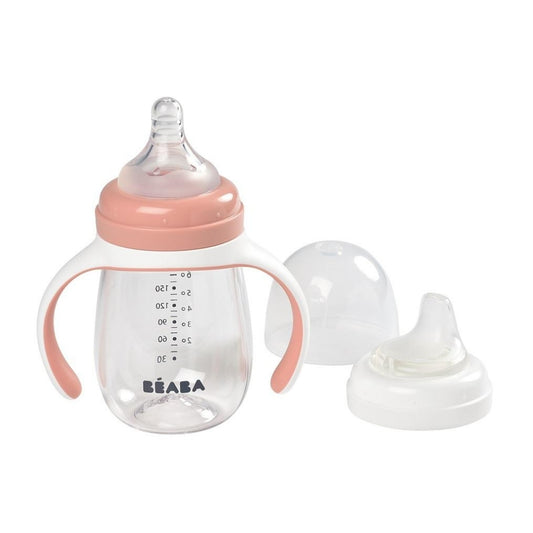 BEABA 2-IN-1 BOTTLE TO SIPPY LEARNING CUP 210ML - VINTAGE PINK