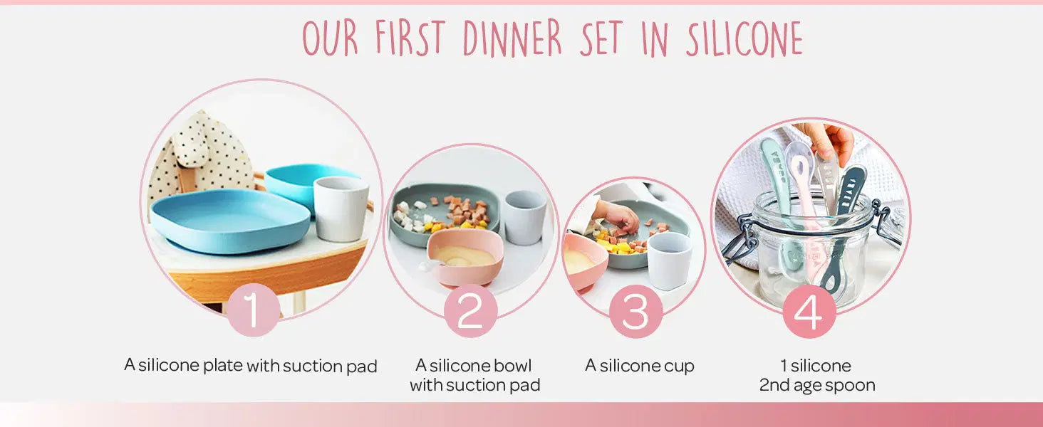 Beaba Silicone Suction Meal Set Eucalyptus
