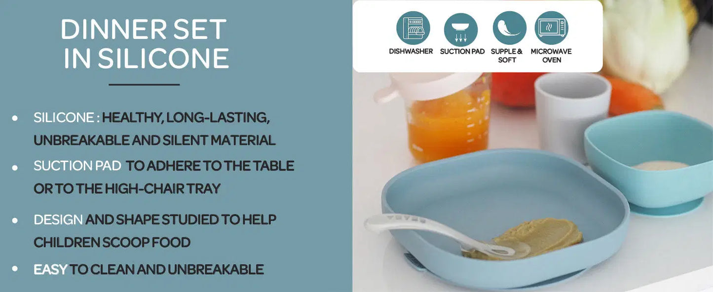 Beaba Silicone Suction Meal Set Eucalyptus