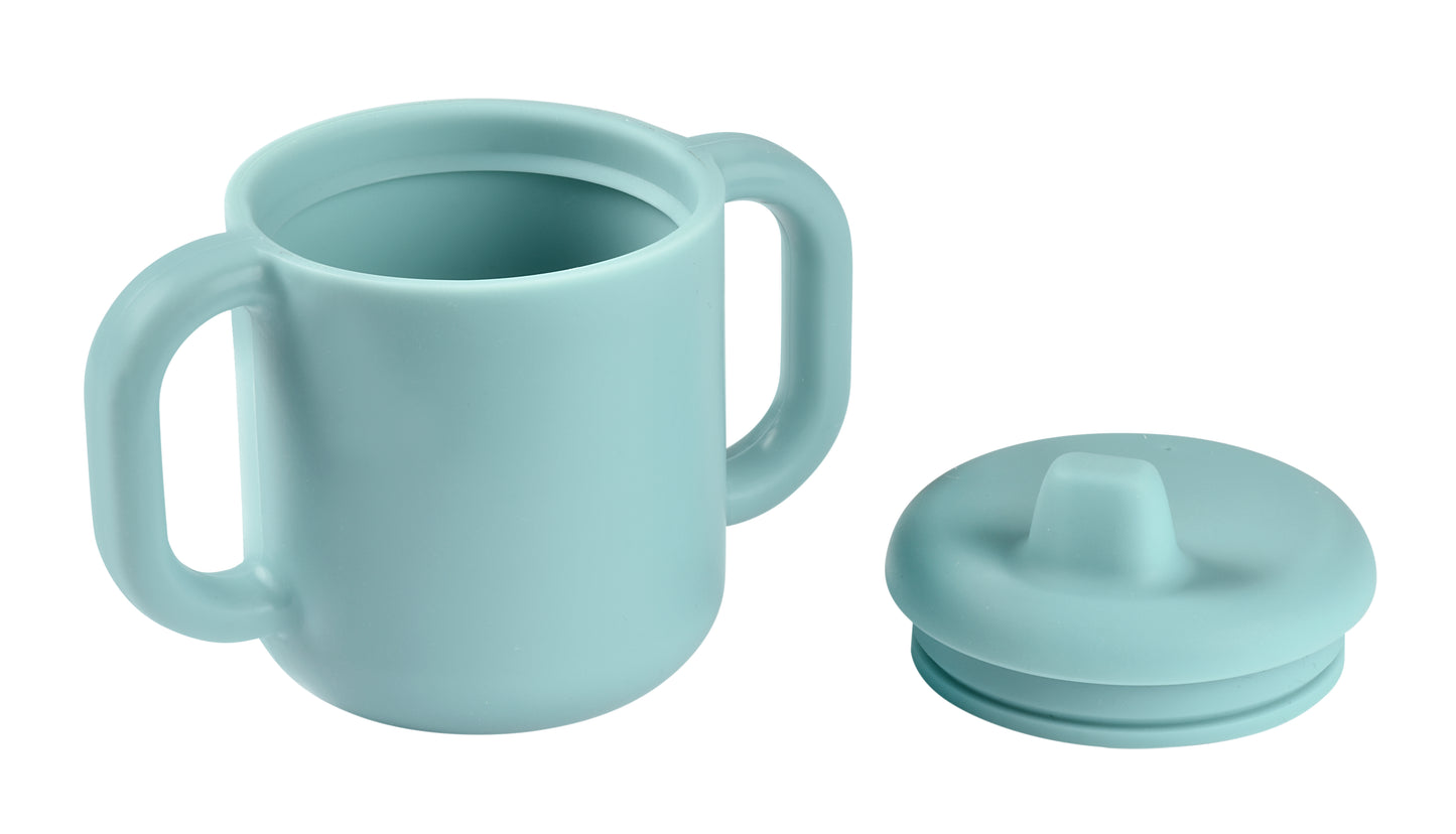 BEABA SILICONE LEARNING CUP WITH SPOUT LID - BLUE VENDOR