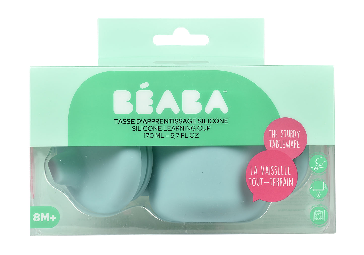 BEABA SILICONE LEARNING CUP WITH SPOUT LID - BLUE VENDOR