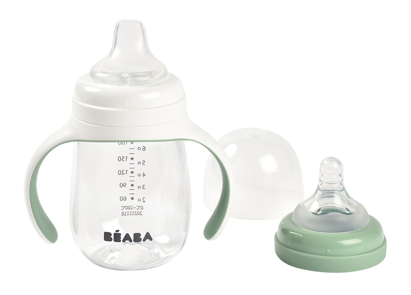 BEABA 2-IN-1 BOTTLE TO SIPPY LEARNING CUP 210ML - SAGE GREEN