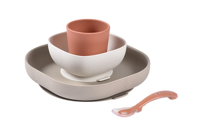 BEABA SILICONE SUCTION MEAL SET - TERRACOTTA