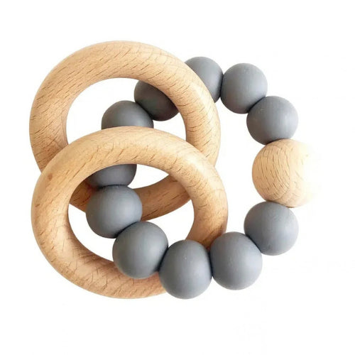 ALIMROSE Beechwood Teether Ring - Storm Grey